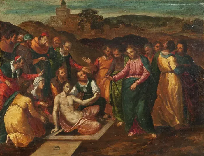 Framed Print : The Raising of Lazarus, 17th century. Creator: Scarsellino Framed Print : The Raising of Lazarus, 17th century. Creator: Scarsellino
