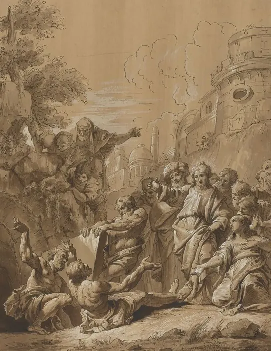 Framed Print : The Raising of Lazarus, 18th century. Creator: Francesco Fontebasso Framed Print : The Raising of Lazarus, 18th century. Creator: Francesco Fontebasso
