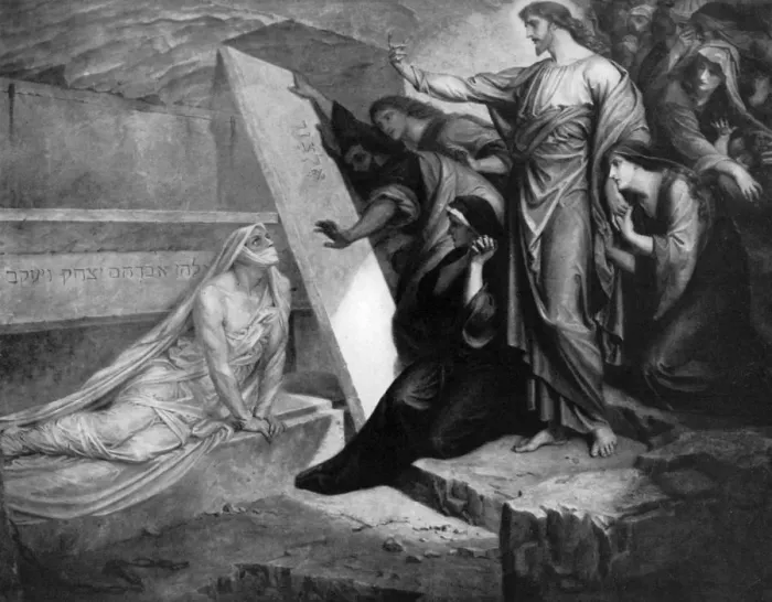 Framed Print : The Raising of Lazarus, 1926. Artist: Frederic Shields Framed Print : The Raising of Lazarus, 1926. Artist: Frederic Shields