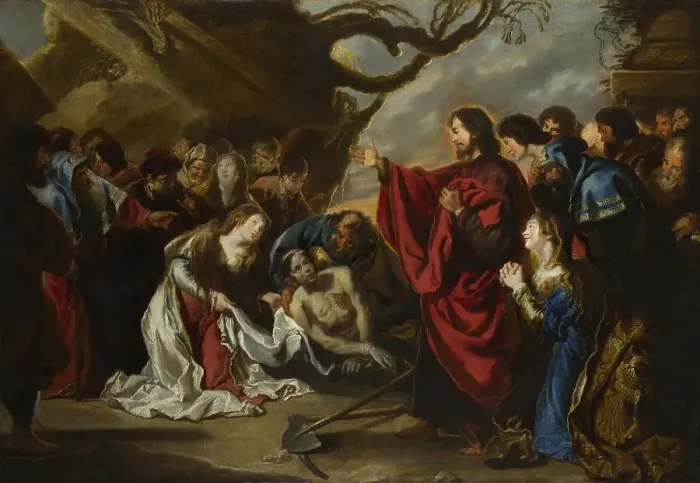Framed Print : The Raising of Lazarus. Artist: Vos, Simon de (1603-1676)