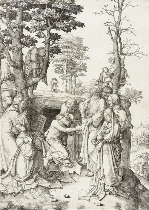 Framed Print : The Raising of Lazarus, c1507. Creator: Lucas van Leyden Framed Print : The Raising of Lazarus, c1507. Creator: Lucas van Leyden