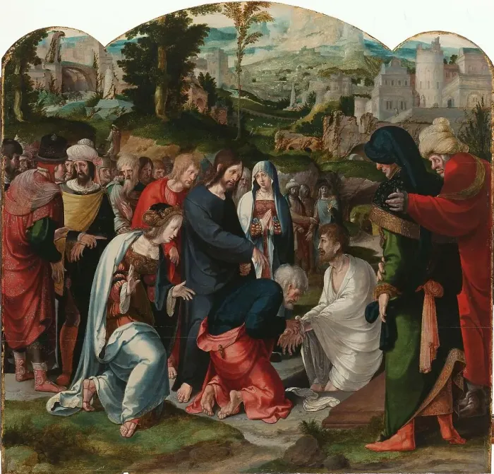 Framed Print : The Raising of Lazarus, c.1530-c.1535. Creator: Aert Claesz Framed Print : The Raising of Lazarus, c.1530-c.1535. Creator: Aert Claesz