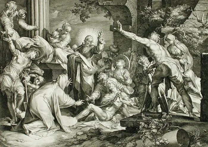 Framed Print : The Raising of Lazarus, c1600. Creator: Jan Muller