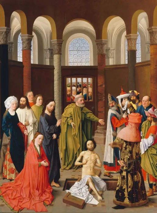 Framed Print : The Raising of Lazarus, ca 1455. Artist: Ouwater, Albert van (c. 1415-c. 1475) Framed Print : The Raising of Lazarus, ca 1455. Artist: Ouwater, Albert van (c. 1415-c. 1475)
