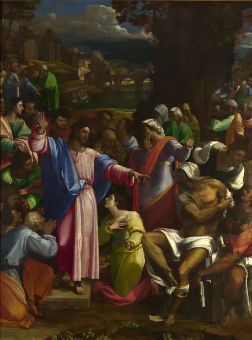Framed Print : The Raising of Lazarus, ca 1518. Artist: Piombo, Sebastiano, del (1485-1547) Framed Print : The Raising of Lazarus, ca 1518. Artist: Piombo, Sebastiano, del (1485-1547)