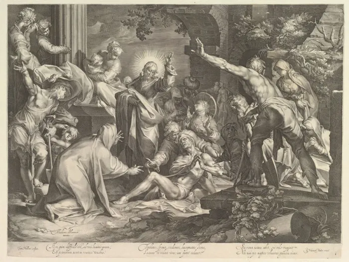 Framed Print : Raising of Lazarus, ca. 1600. Creator: Abraham Bloemaert Framed Print : Raising of Lazarus, ca. 1600. Creator: Abraham Bloemaert