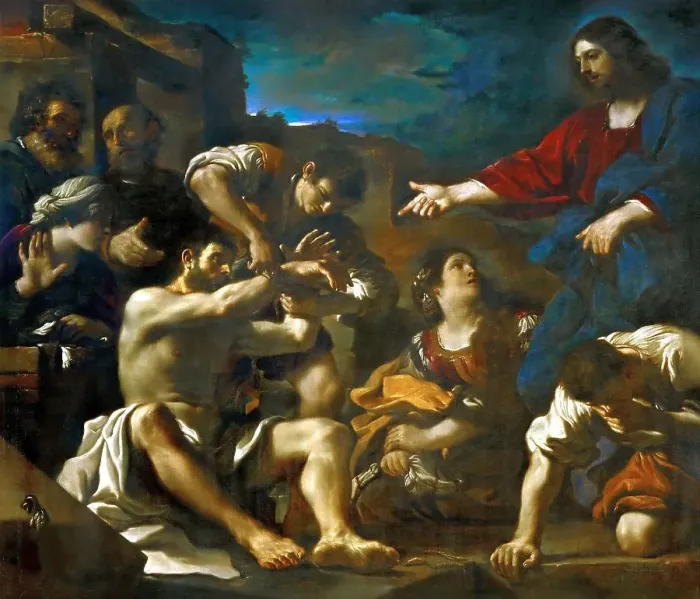 Framed Print : The Raising of Lazarus, ca 1619. Creator: Guercino (1591-1666) Framed Print : The Raising of Lazarus, ca 1619. Creator: Guercino (1591-1666)
