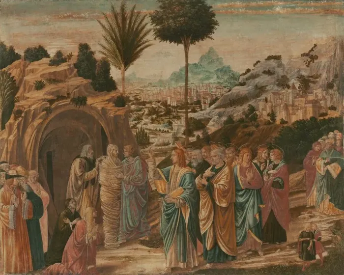 Framed Print : The Raising of Lazarus, mid 1490s. Creator: Benozzo Gozzoli