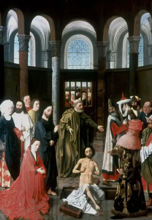 Framed Print : The Raising of Lazarus, mid 15th century. Artist: Albert van Ouwater Framed Print : The Raising of Lazarus, mid 15th century. Artist: Albert van Ouwater