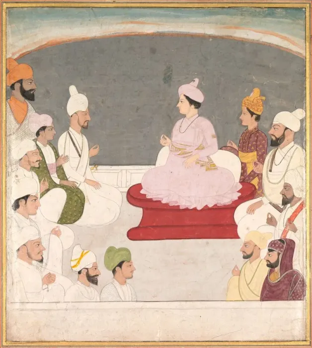 Framed Print : Raja Sansar Chand of Kangra and Courtiers, c. 1783. Creator: Unknown Framed Print : Raja Sansar Chand of Kangra and Courtiers, c. 1783. Creator: Unknown