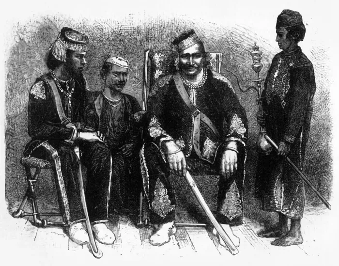 Framed Print : The Rajah of Pannah and his Sons, c1891. Creator: James Grant Framed Print : The Rajah of Pannah and his Sons, c1891. Creator: James Grant