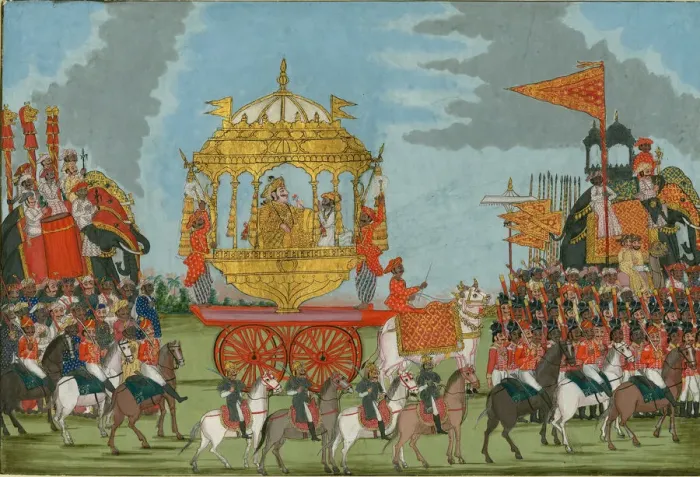 Framed Print : Rajah of Tanjore Riding an Elephant to a marriage ceremony, c. 1780. Artist: Indian Art Framed Print : Rajah of Tanjore Riding an Elephant to a marriage ceremony, c. 1780. Artist: Indian Art
