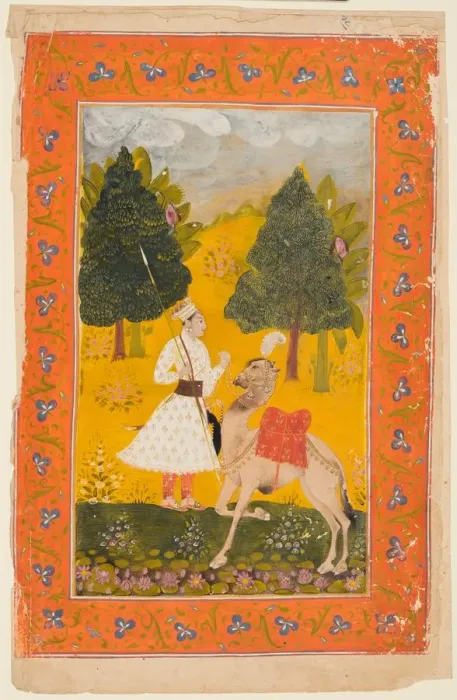 Framed Print : A Rajput Warrior with Camel, Possibly Maru Ragini from a Ragamala, 1650-80. Creator: Unknown Framed Print : A Rajput Warrior with Camel, Possibly Maru Ragini from a Ragamala, 1650-80. Creator: Unknown