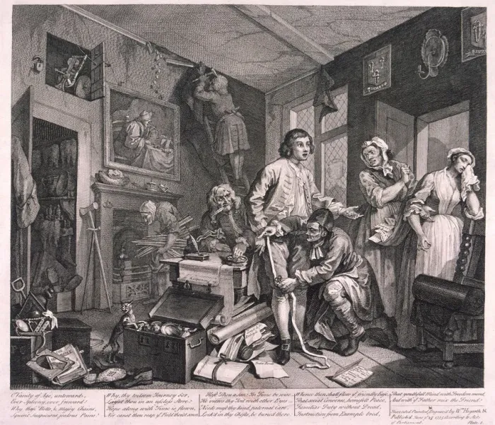 Framed Print : A Rakes Progress, 1735; plate I of VIII. Artist: William Hogarth Framed Print : A Rakes Progress, 1735; plate I of VIII. Artist: William Hogarth
