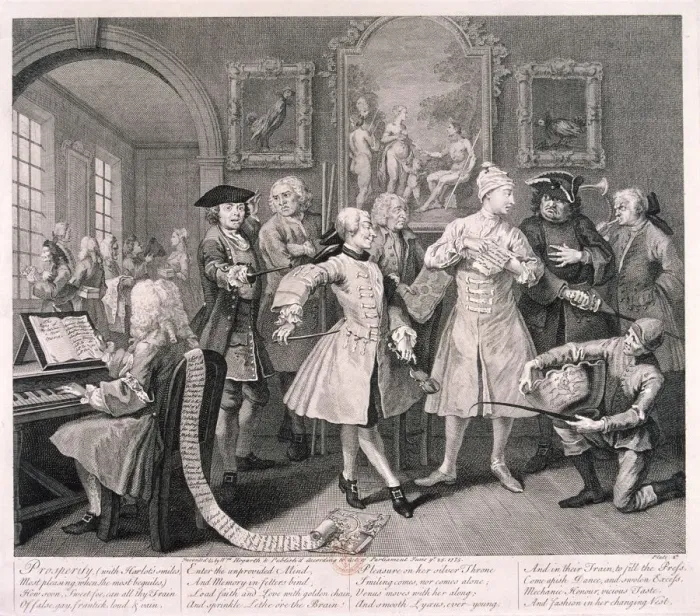 Framed Print : A Rakes Progress, 1735; plate II of VIII. Artist: William Hogarth Framed Print : A Rakes Progress, 1735; plate II of VIII. Artist: William Hogarth