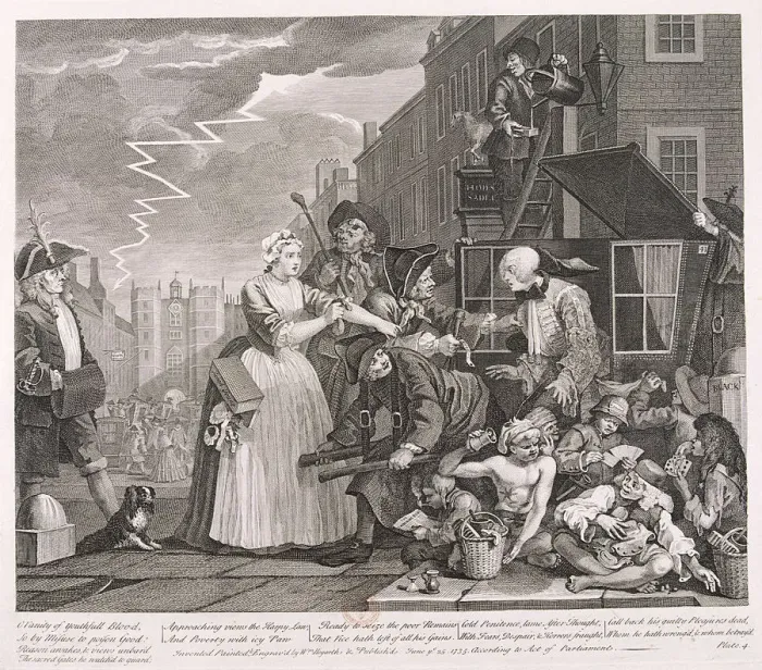 Framed Print : A Rakes Progress, 1735; plate IV of VIII. Artist: William Hogarth Framed Print : A Rakes Progress, 1735; plate IV of VIII. Artist: William Hogarth