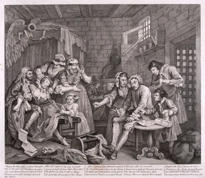 Framed Print : A Rakes Progress, 1735; plate VII of VIII. Artist: William Hogarth Framed Print : A Rakes Progress, 1735; plate VII of VIII. Artist: William Hogarth