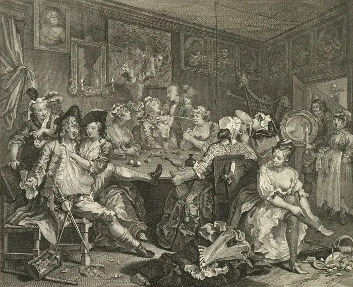 Framed Print : A rake's progress. Plate 3. The tavern scene, 1735. Creator: William Hogarth Framed Print : A rake's progress. Plate 3. The tavern scene, 1735. Creator: William Hogarth