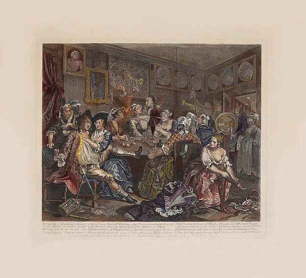 A Rakes Progress, Plate 3: The Tavern Scene, ca 1735. Creator: Hogarth