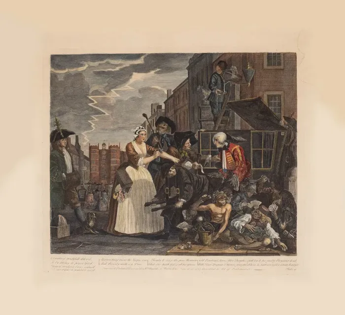 Framed Print : A Rakes Progress, Plate 4: Arrested For Debt, ca 1735. Creator: Hogarth Framed Print : A Rakes Progress, Plate 4: Arrested For Debt, ca 1735. Creator: Hogarth