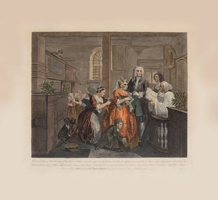 Framed Print : A Rakes Progress, Plate 5: Married To An Old Maid, ca 1735 Framed Print : A Rakes Progress, Plate 5: Married To An Old Maid, ca 1735