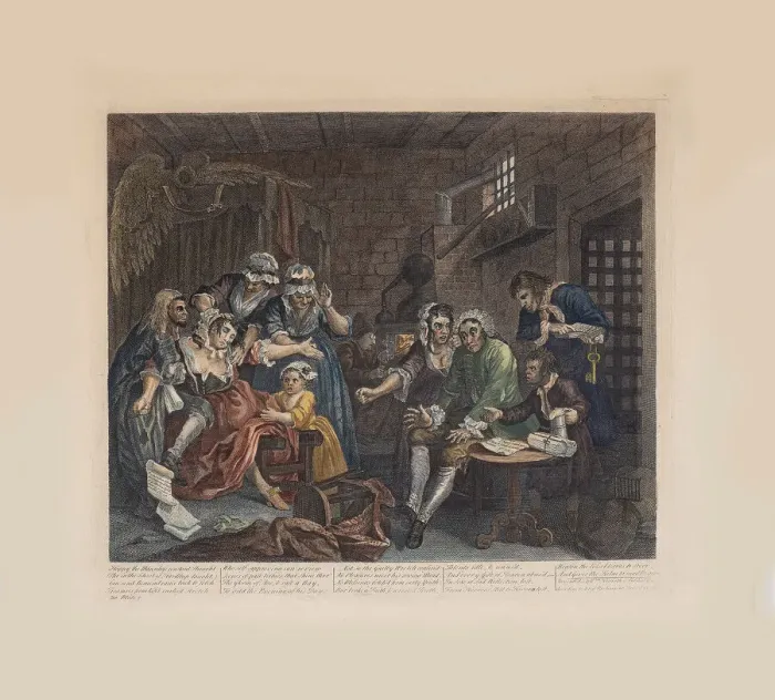 Framed Print : A Rakes Progress, Plate 7: The Prison Scene, ca 1735. Creator: Hogarth Framed Print : A Rakes Progress, Plate 7: The Prison Scene, ca 1735. Creator: Hogarth