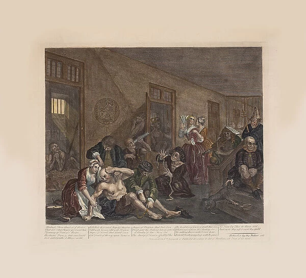A Rakes Progress, Plate 8: In The Madhouse, ca 1735. Creator: Hogarth