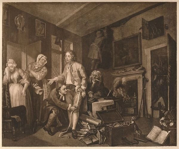 A Rakes Progress'; scene I, 1735. Artist: William Hogarth