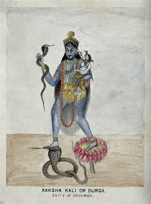 Framed Print : Raksha Kali, a form of the goddess Parvati worshipped for protection against epidemics and drought. Creator: Unknown Framed Print : Raksha Kali, a form of the goddess Parvati worshipped for protection against epidemics and drought. Creator: Unknown
