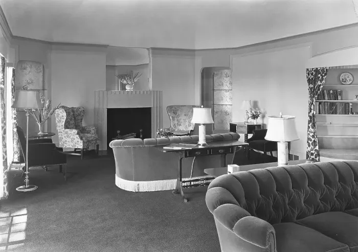 Framed Print : Ralph J. Cordiner, residence on White Oak Rd. Fairfield, Connecticut, 1939. Creator: Gottscho-Schleisner, Inc Framed Print : Ralph J. Cordiner, residence on White Oak Rd. Fairfield, Connecticut, 1939. Creator: Gottscho-Schleisner, Inc