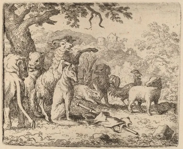 Framed Print : The Ram Blesses Reynard, probably c. 1645 / 1656. Creator: Allart van Everdingen Framed Print : The Ram Blesses Reynard, probably c. 1645 / 1656. Creator: Allart van Everdingen