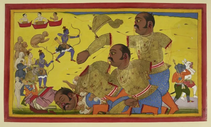 Framed Print : Rama and Kumbhakarna, 1652. Creator: Sahib Din Framed Print : Rama and Kumbhakarna, 1652. Creator: Sahib Din
