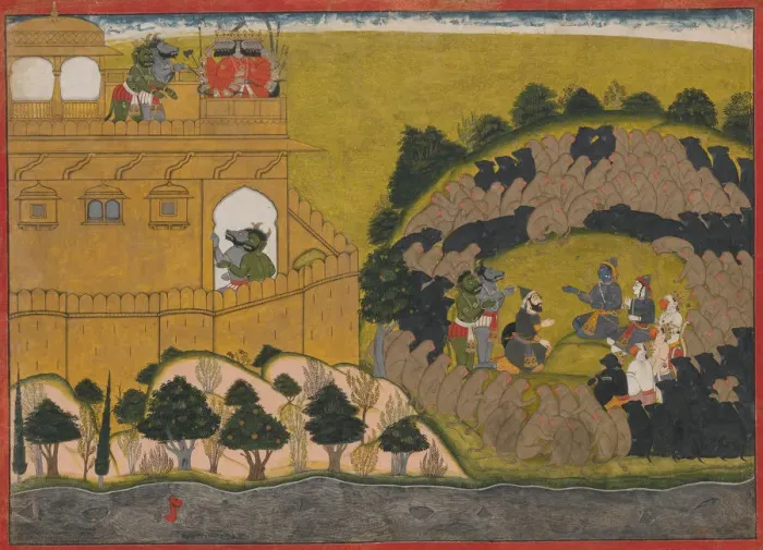 Framed Print : Rama Releases the Demon Spies Shuka and Sarana: Folio from the Siege of Lanka series, ca Framed Print : Rama Releases the Demon Spies Shuka and Sarana: Folio from the Siege of Lanka series, ca