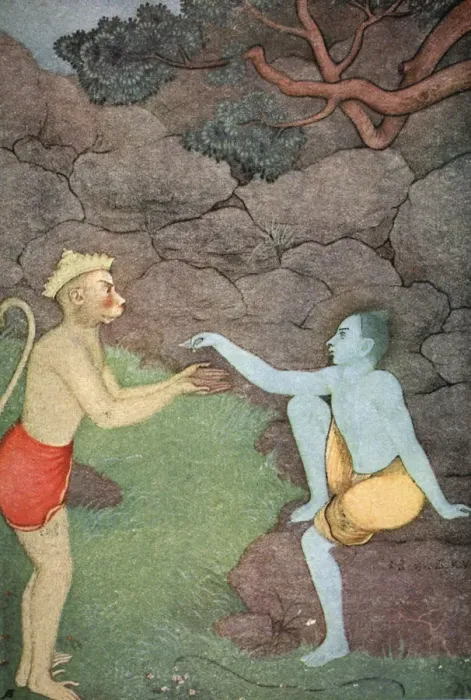 Framed Print : Rama sending his signet-ring to Sita, 1913. Artist: K Venkatappa Framed Print : Rama sending his signet-ring to Sita, 1913. Artist: K Venkatappa