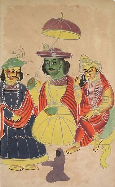 Rama and Sita Enthroned with Lakshmana and Hanuman Attending, 1800s. Creator: Unknown