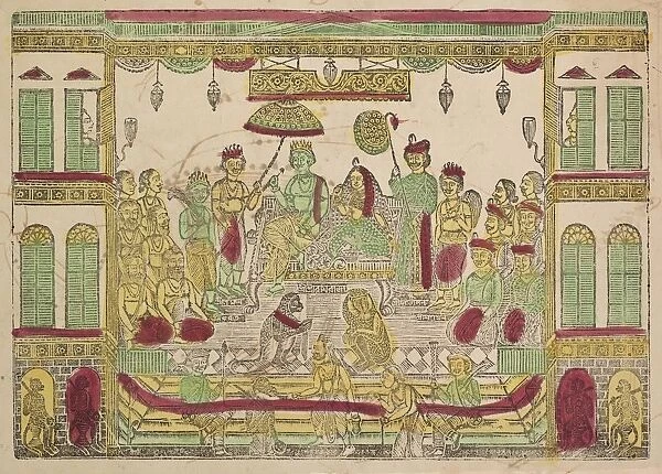 Rama and Sita in Royal Palace, 1800s. Creator: Shri Gobinda Chandra Roy