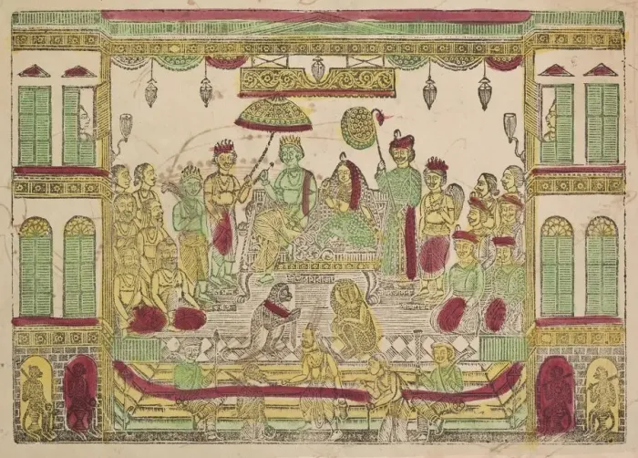 Framed Print : Rama and Sita in Royal Palace, 1800s. Creator: Shri Gobinda Chandra Roy Framed Print : Rama and Sita in Royal Palace, 1800s. Creator: Shri Gobinda Chandra Roy