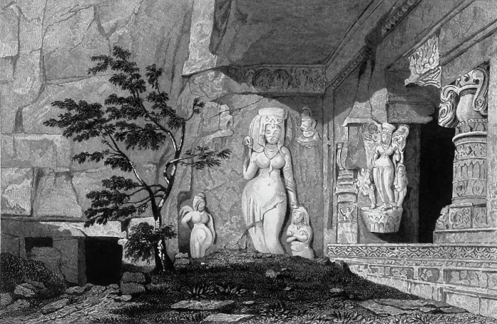 Framed Print : Rameswur, - Caves of Ellora, 1835. Creator: George Cattermole Framed Print : Rameswur, - Caves of Ellora, 1835. Creator: George Cattermole