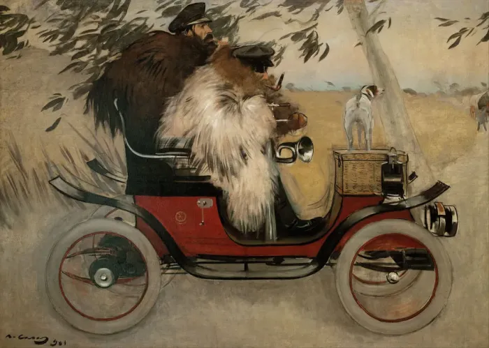Framed Print : Ramon Casas and Pere Romeu in an Automobile. Artist: Casas, Ramon (1866-1932) Framed Print : Ramon Casas and Pere Romeu in an Automobile. Artist: Casas, Ramon (1866-1932)