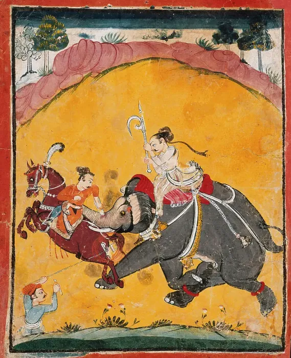 Framed Print : A Rampaging Elephant (Recto), c1675. Creator: Unknown Framed Print : A Rampaging Elephant (Recto), c1675. Creator: Unknown