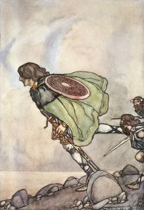 Framed Print : They ran him by hill and plain, c1910. Artist: Stephen Reid Framed Print : They ran him by hill and plain, c1910. Artist: Stephen Reid