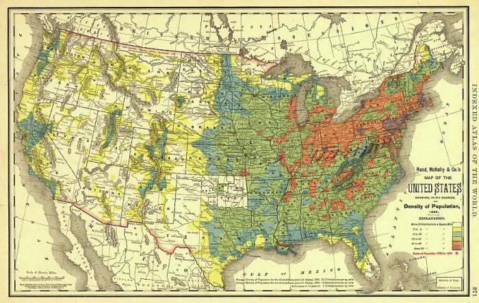 Framed Print : Rand, McNally & Co.'s map of the United States showing, in six degrees the density of pop... 1890. Creator: Rand McNally. Rand, McNally & Co.'s map of the United States showing, in six degrees the density of pop... 1890. Creator: Rand McNally Framed Print : Rand, McNally & Co.'s map of the United States showing, in six degrees the density of pop... 1890. Creator: Rand McNally. Rand, McNally & Co.'s map of the United States showing, in six degrees the density of pop... 1890. Creator: Rand McNally