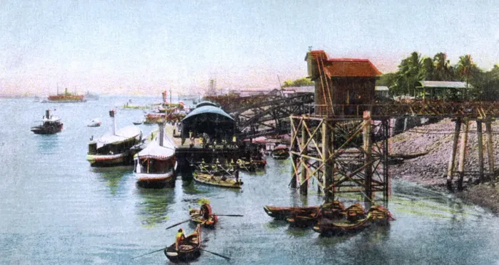 Framed Print : Rangoon Harbour, Myanmar, c1900s
