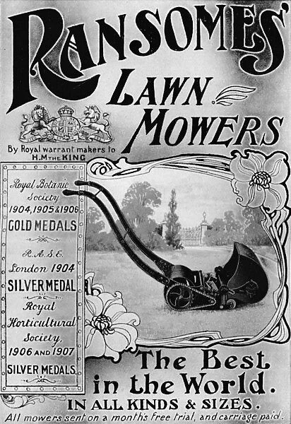 Ransomes Lawn Mowers advertisement, 1908