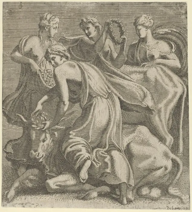 Framed Print : The Rape of Europa, ca. 1542-45. Creator: Leon Davent Framed Print : The Rape of Europa, ca. 1542-45. Creator: Leon Davent