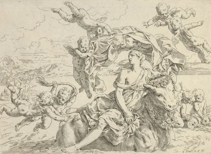 Framed Print : The Rape of Europa, ca. 1636. Creator: Simone Cantarini Framed Print : The Rape of Europa, ca. 1636. Creator: Simone Cantarini