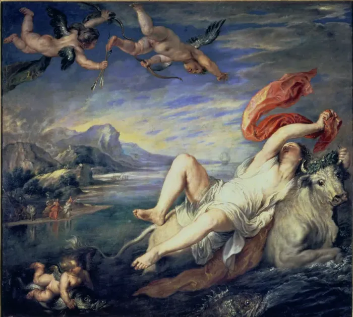 Framed Print : The Rape of Europa, copy of a Titian Painting by Peter Paul Rubens