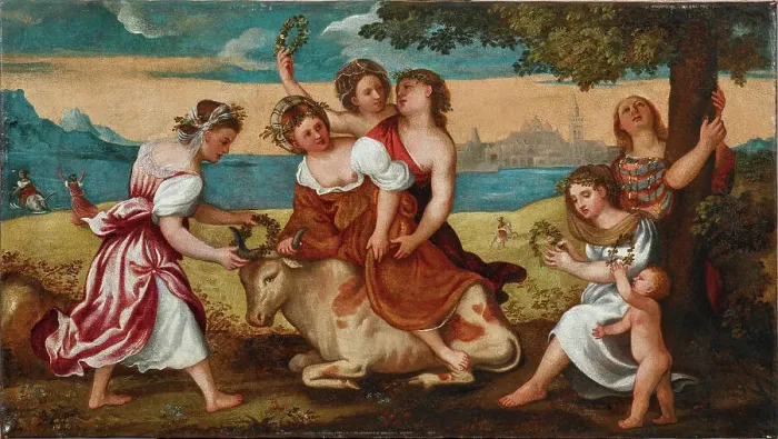 Framed Print : The Rape of Europa. Creator: Ingannati, Pietro degli (ca 1510-ca 1550) Framed Print : The Rape of Europa. Creator: Ingannati, Pietro degli (ca 1510-ca 1550)