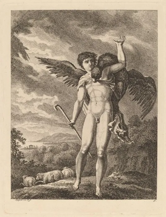 Framed Print : The Rape of Ganymede, 1769 / 71. Creator: Salomon Gessner Framed Print : The Rape of Ganymede, 1769 / 71. Creator: Salomon Gessner