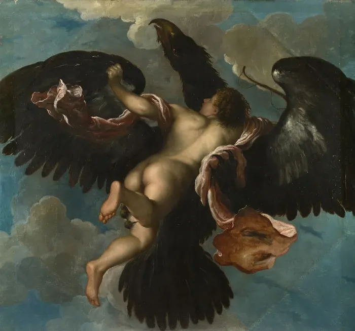 Framed Print : The Rape of Ganymede, ca. 1575. Artist: Mazza, Damiano (16th century) Framed Print : The Rape of Ganymede, ca. 1575. Artist: Mazza, Damiano (16th century)